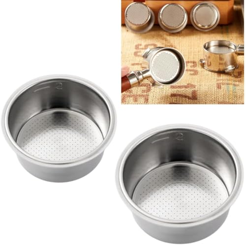 Image of 2PCS Coffee Strainer Basket, Portafilter Basket 51mm, Single Layer 1 Cup and Single Layer 2 Cup, Double Layer Stainless Steel, Fine Filter to Fully Extract, Espresso Machine Accessories