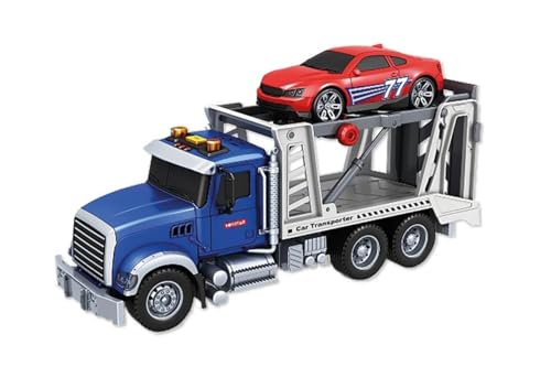 JUGATOYS   Camión Portacoches de Juguete   Transporte de Coches con Almacenaje   con Luces, Sonidos y Coche Incluido   Tamaño de 35 cm   Juguete para Niños a Partir de 3 años   Grúa de vehículos