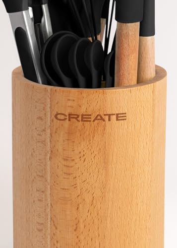 Miniatura 6 de Create Set De Utensilios Negro Y Madera 11 Utensilios, Silicona Y Madera De Haya, Libres De Bpa, Resistente Al Calor Hasta 230 C