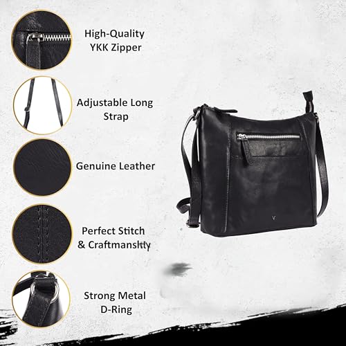 9.5 Inch Genuine Leather Crossbody Sling Bag for Women - Trendy Casual Office Bag with Adjustable Strap2