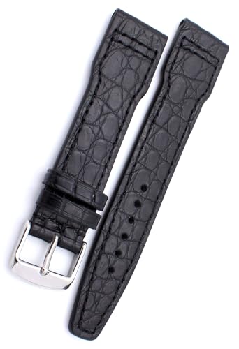 Bracelet de montre RIOS1931 Alligator chic en cuir noir pour porter votre IWC Pilots au quotidien