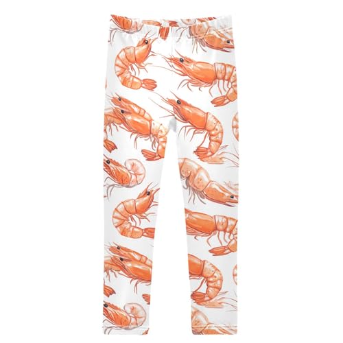 Red Shrimp Colorful Lobster Marine Girls Leggings Kids Yoga Pants Dance Active Tights 4T