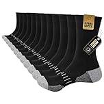 Stoeury Cushioned Mens Socks, Cotton Mens Work Socks, Crew Walking Socks Womens Mens, 6 Pairs Athletic Sports Socks for Running Outdoor Hiking Cycling, Black, 9-11