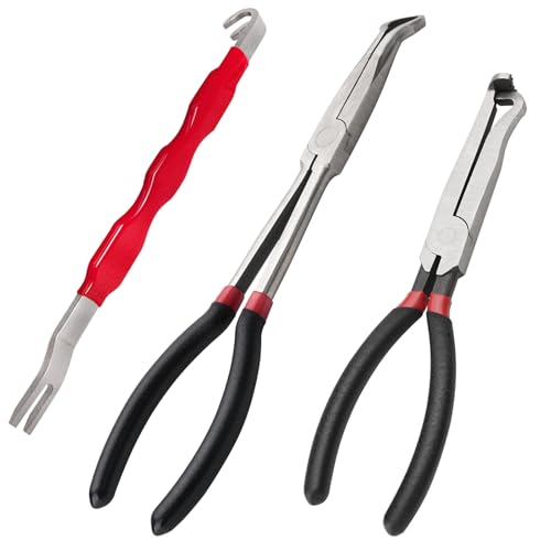 Electrical Disconnect Pliers Electrical Connector for Cars Straight and 60°Bend Fuel Line Petrol Clip Pipe Pliers with Double-Head Separator Automotive Remove Tools