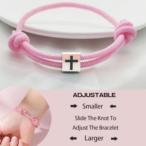 Baptism Gifts Cross Bracelet for Girl, First Communion Confirmation Bless Gifts for Teenage Girls Boys, Kindergarten Preschool Graduation Christening Gift for Daughter Granddaughter Godchild