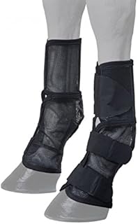 Horse Set of 2 Contoured Black PVC Mesh Summer Leg Protection FlyBoot 73502BK