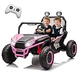 BCARORUR 2 Seater Ride on Toys for Big Kids, 24V 7AH Ride on Electric Car W/Parents Control, 20 'Wide Seater, 4.97MPH, 400W Super Power, 4-Wheeler Suspension, LED Light, Bluetooth (Pink)