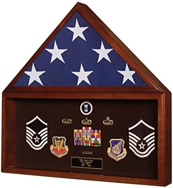 Flag & Memorabilia Display Case-American Made for American Heroes Solid Walnut for 5'x9.5' Burial / Veteran Flag
