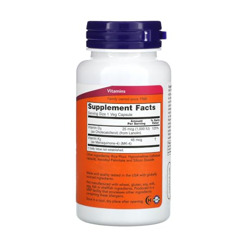 Vitamina D.3 com K.2 Now Foods 120 Cap + Porta Cápsulas