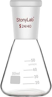 stonylab Glass 24/40 Erlenmeyer Flask, Borosilicate Glass Heavy Wall Flask with 24/40 Standard Taper Outer Joint, 50 ml