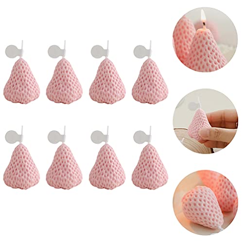 Valiclud 8 Pcs Mini Scented Candles Strawberry Shaped Aromatherapy Candle Decorative Fragrance Candle For Table Scatter Photo Booth Props Pink #TOP6