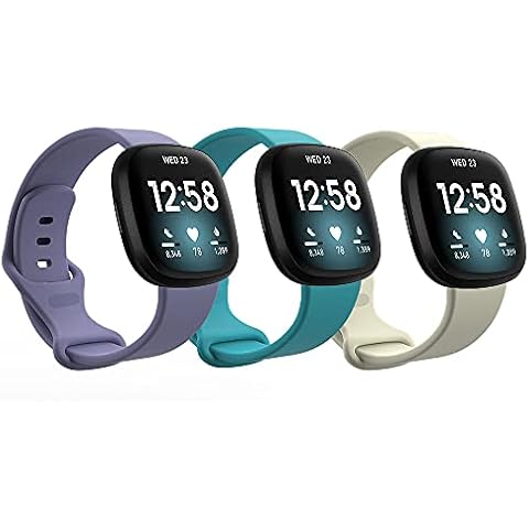 Amlope Strap Compatible for Fitbit Versa 3/Fitbit Sense, Soft Silicone Classic Breathable Replacement Band for Men and women Cover