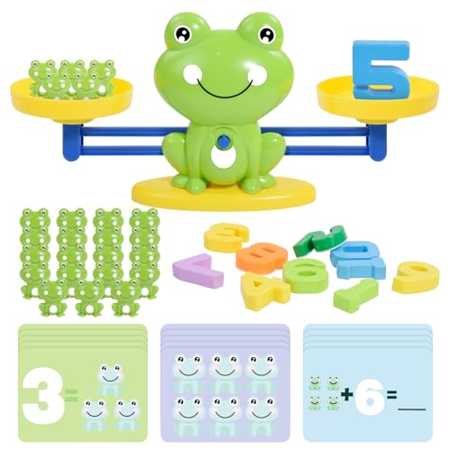 BAKAM Frog Balance Scale Toy, Number Counting Blocks Games, Montessori Math Games for Kids 5-7, Preschool Kindergarten Learning Activities, STEM...