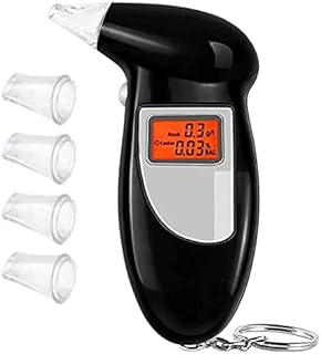 SAKUUMI Alcohol Breathalyzer Keychain Portable Breath Analyzer Alcohol Tester with LCD Display Fast Accurate Alcohol Detector Breathalyser with 5pcs Mouthpieces