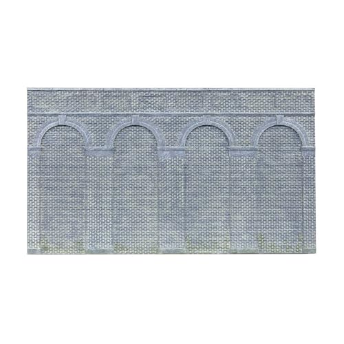 Hohe Stützwand mit Bögen, blaue Ziegel, 2 Stück