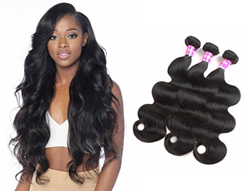 Encii Hair (14 16 18 Inch)Brazilian Remy Hair Body Wave Grade 8A Unprocessed Human Hair Weave 3 Bundles Lot Natural color
