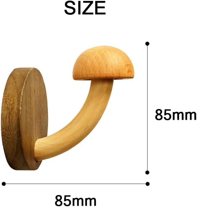 Miniatura 2 de kwa heri Ganchos de pared de madera natural con forma de setero, paquete de 4, perchero montado en la pared, hecho a mano, pinzas decorativas de