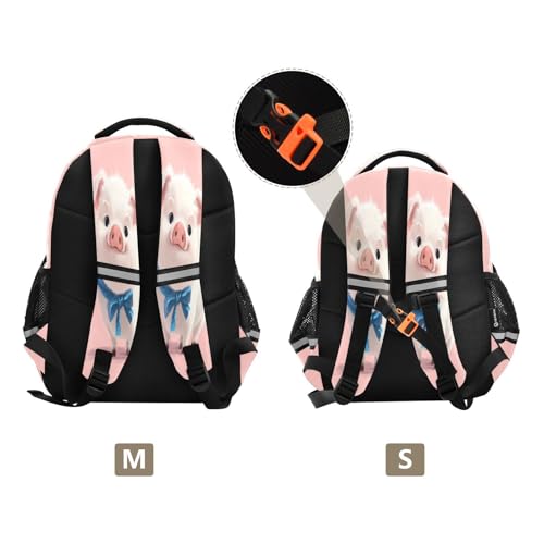 Emelivor Blue Bow Pig Kids Backpack Toddler School Backpack Bookbag Backpacks Book Bag for Girls,M3