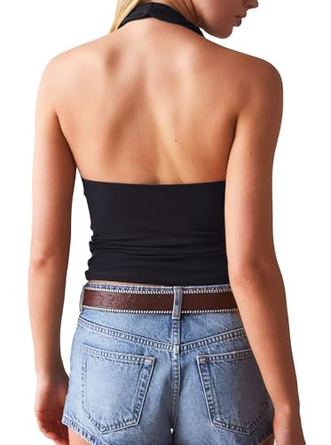 Women Halter Top Sexy Backless Tank Tops Cowl Neck Summer Going Out Outfits Cami Tops2