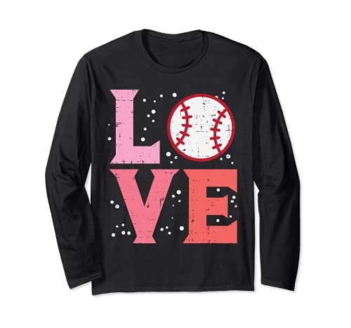 Love Baseball Cute Sports Fan Player Team Men Women Kids Langarmshirt