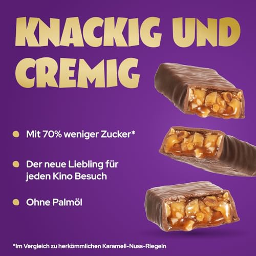 ahead Popcorn Caramel | 12x 35g Schokoriegel | 1,9 g Zucker pro Riegel | Knusprige Haselnüsse & Karamellgeschmack | Low carb Süßigkeiten ohne Palmöl