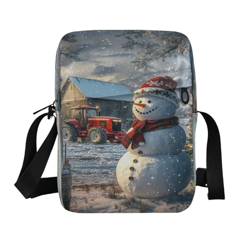Crossbody Bag Christmas Snowman Winter Messenger Bag for Women Men Purse Shoulder Bag Satchel Bag with Adjustable Strap 202b6838