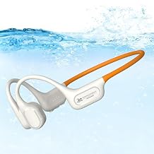 Soft Liquid Silicone Bone Conduction Swimming Headphones Underwater,IPX8 Waterproof Earbuds,Open Ear Swim Headphone with Skin-Friendly Silicone/Built-in 32G MP3-Player Earphones for Swim-Beige