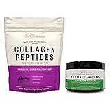 Collagen Peptides & Beyond Greens | Hair, Skin, Nail, and Joint Support + Immune Boost, Detox, & Energy