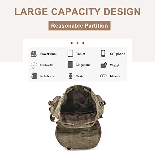Vintage Backpack for Men and Women, Canvas Large Capacity Carry on Bags Casual Travel Hiking Camping Daypacks4