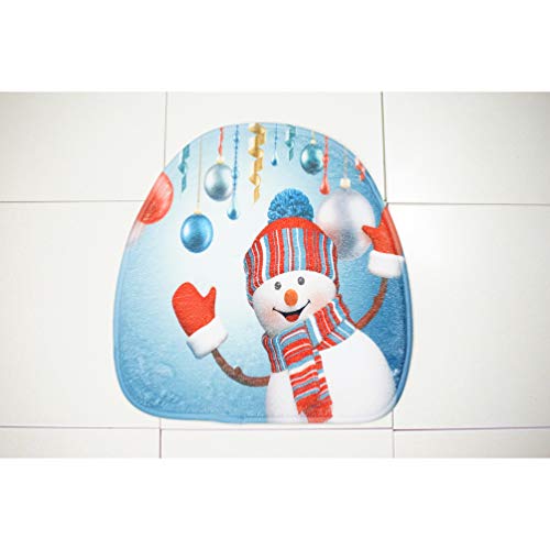 YARNOW 3 Stück Weihnachts-Toilettensitzbezug Und Teppichset Rutschfestes Schneemann-Badmatten-Teppich-Set Weihnachts-Baddekorationsset (Schneemann mit Schal) – Bild 6