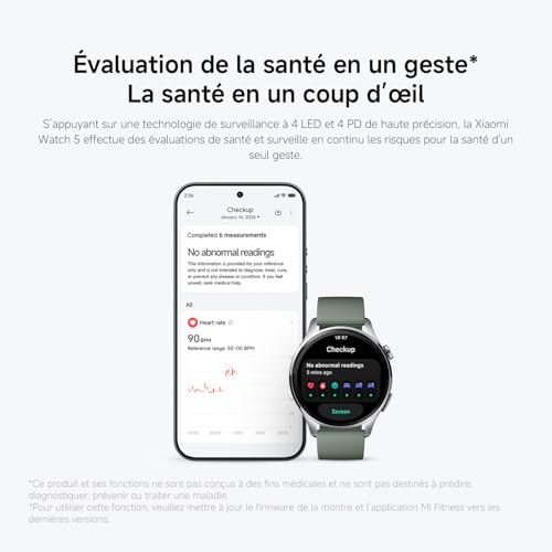 XIAOMI Watch 5, Montre connectée Wear OS by Google, paiement sans Contact NFC, IA Gemini, écran 1,54", Jusqu’à 6 Jours d’autonomie, GPS Fitness, contrôle gestuel, boîtier 47 mm, Bluetooth, Vert