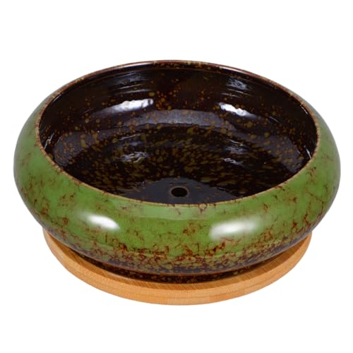 Happyyami Ceramic Flower Pot with Drainage Reusable Planting Container for Gardening Compact Design for Home Office Succulents Bonsai and More