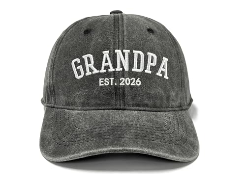 GDIQ Gifts for New Grandpa to Be 2026 First Time Grandfather Papa Hat for Men Adjustable Embroidery Baseball Cap for Baby Announcements