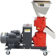 220V 6MM Feed Granulator Feed Pellet Mill Machine Feed Pelletizer Feed Pellet Making Machine with 3 Head Press Roller Square Inlet for Aquaculture Farm Feed Processing Plants 3.5KW
