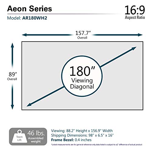 Image of Elite Screens Aeon Series, 180 inch Projector Screen 16:9, 8K / 4K Ultra HD Home Theater Fixed Frame Edge Free Borderless Projector Screen, CineWhite UHD-B Front Projection Screen, AR180WH2