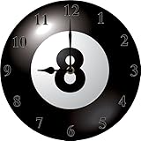 Ygzyahpwe Billiard Eight Ball Wall Clock Pool Room Decor Billiards Gifts for Men Billiard Hall Decoration 10 Inches Silent Non Ticking Battery Operate Man Cave Garage Decor