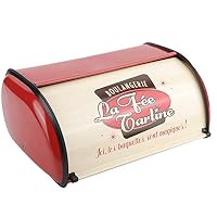 Boîte à Pain Vintage Métal Bleu - Conteneur Stockage Boulangerie 13,6x9,1x5,7 Pouces, Couvercle Enroulable Grande Capacité