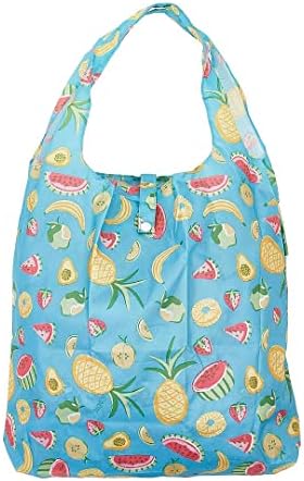 ECO CHIC Lightweight Foldable Reusable Shopping Bag | Water Resistant Shopping Tote Bag | Folds Into Attached Pouch for Storage | Made from Recycled Plastic Bottles