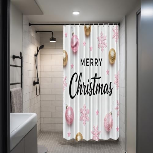 Rideau de douche de Noël or rose pour éviter l'eau au sol et décorer