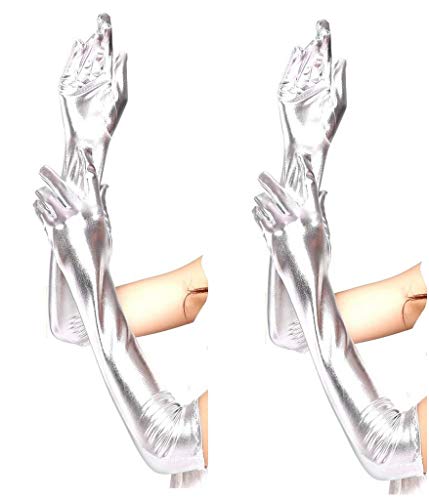 Finger Gloves Length Approx. 44 cm Choice of colour: METALLIC GOLD OR SILVER ONE SIZE (2 x Silver) Cover