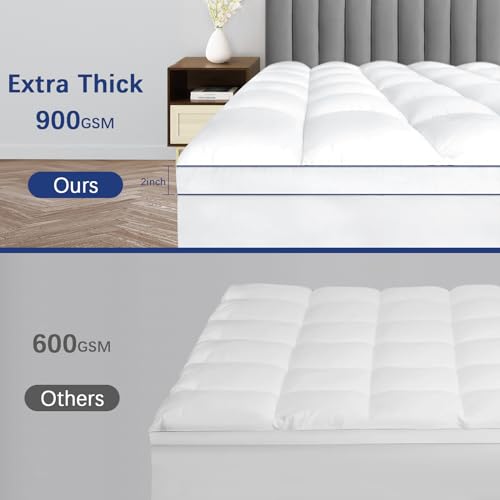 Image of CYMULA California King Mattress Topper, Extra Thick Plush Soft Mattress Pad, Pillow Top Mattress Topper