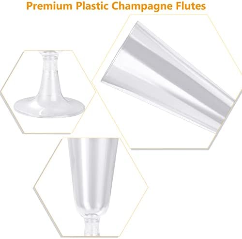 JMIATRY 100 Pcs Multi-Use Champagne Flutes, 160ml/5.6oz Plastic Champagne Flutes, Clear Champagne Flutes Great for Wedding, Christmas, Birthday Party and Daily Use