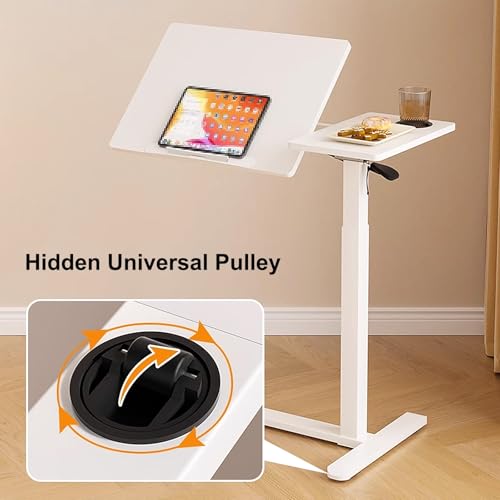 Table de chevet à roulettes hauteur réglable blanche pour ordinateur - 7