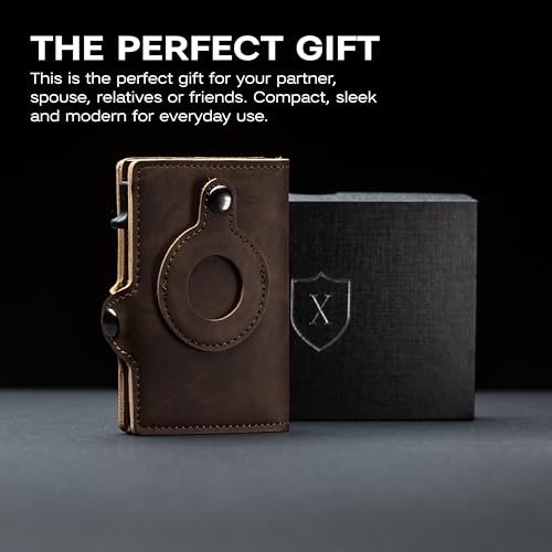 Image of Xclusive Airtag Wallet for Men | Trifold RFID Wallet | Luxurious Card Holder & Minimalist Wallet with Money Clip | Blend of Luxury & Utility in Men's Wallets | Dark Brown