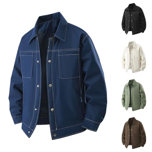 Cambkatl Men's Lapel Collar Versatile Button Down Jackets Loose Sytlish Outerwear Long Sleeve Casual Sports Coat with Pockets2