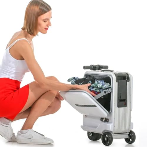 SE3miniT Electric Luggage/Smart Riding Suitcase with Removable Battery, USB Charging Port,26L Large Capacity,Alloy Frame,3-Speed Adjustment,Load 100kg,Silver3