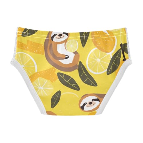 KLL Cute Sloths on Yellow Lemons Toddler Boys Cotton Boxer Briefs Breathable Undies2