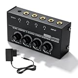 Amplificatore per cuffie stereo a 4 canali: amplificatore per cuffie in metallo, amplificatore per cuffie con controllo del volume indipendente, uscita TRS da 1/4" e ingresso per studio, palcoscenico