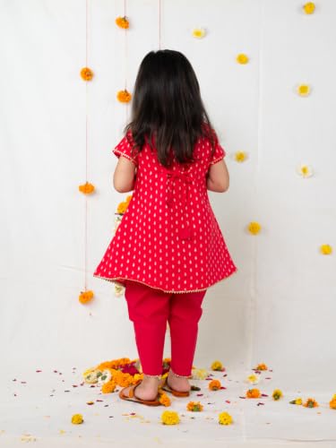 Image of POLKA TOTS Girls Cotton Kurta Dhoti Set | Traditional Ethnic Wear for Kids Girls | Festival Dress for Diwali Navratri Pooja Wedding Party | Indian Traditional Outfit for Girls | 6 Months - 8 Years