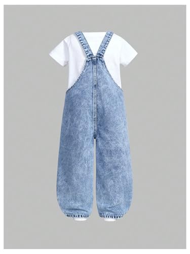 WDIRARA Toddler Girl's Cute Cartoon Graphic Denim Overalls Bib Pants Jumpsuit2